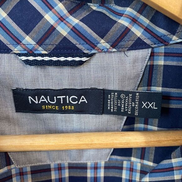 Nautica Blue Gingham Button Down Shirt - Picture 6 of 7